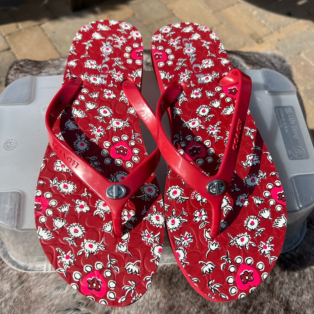 Coach Women Abbigail Floral Rubber Red size 10